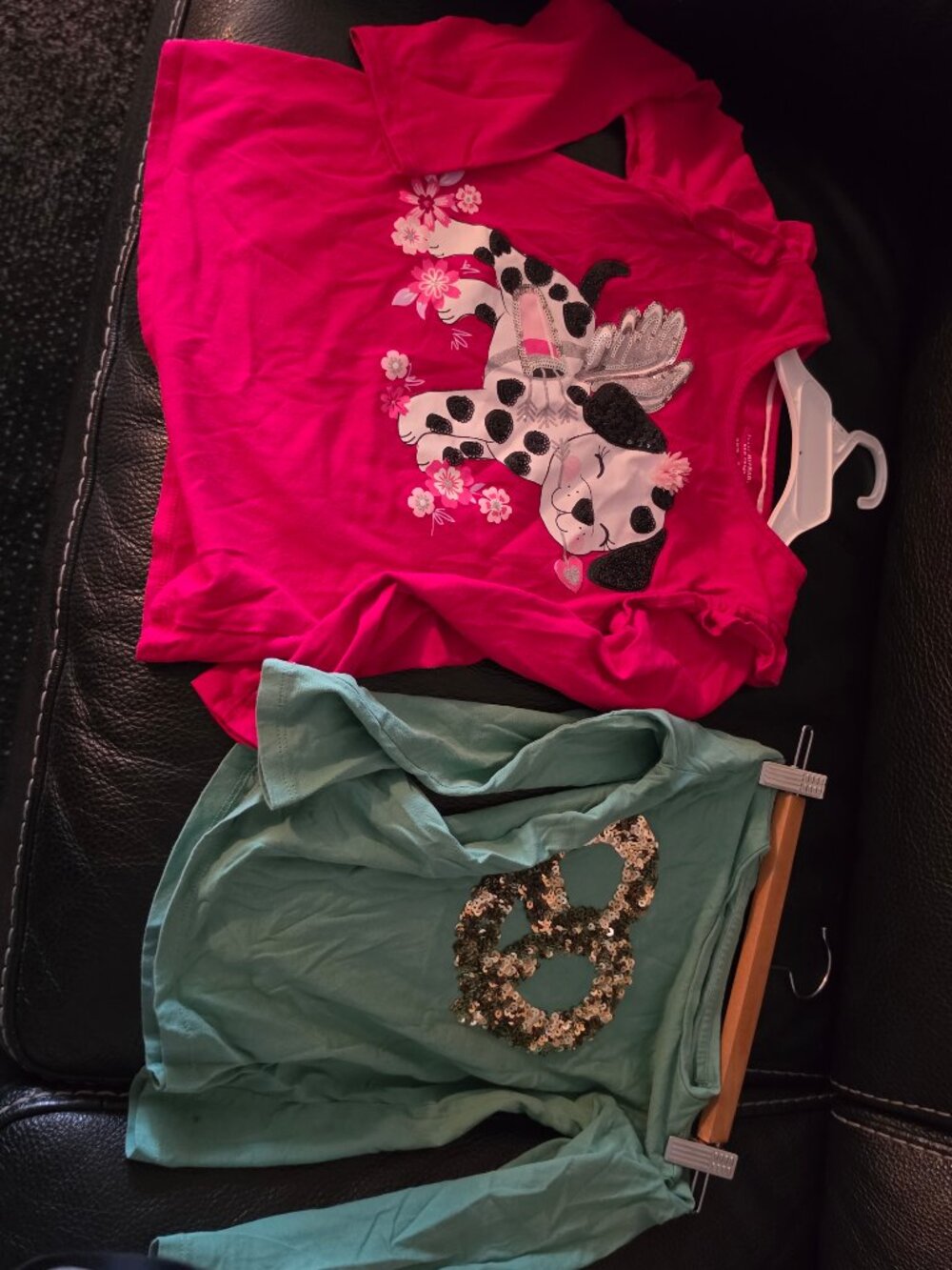 Lot of 2 Girls Long Sleeve Tops - Dalmatian & Sequin Pretzel - Size 6